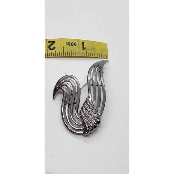Vintage Brooch Silver Swan Abstract 1960s Mid Century Modern Twisted Rope Monet - Picture 7 of 7